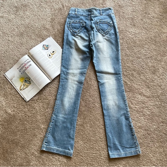 High Rise Bootcut Rivet Jeans Size: 27 - Picture 6 of 12